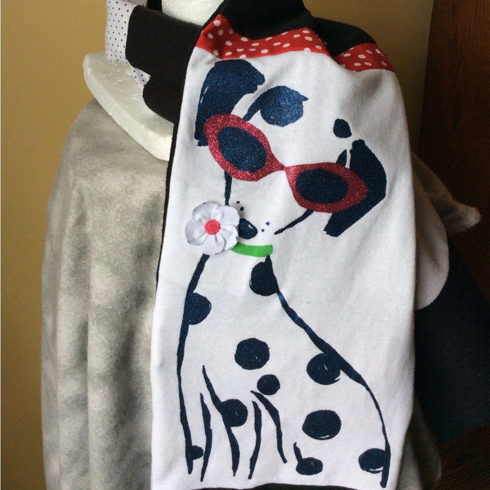 Scarf Dalmatian theme black white flannel